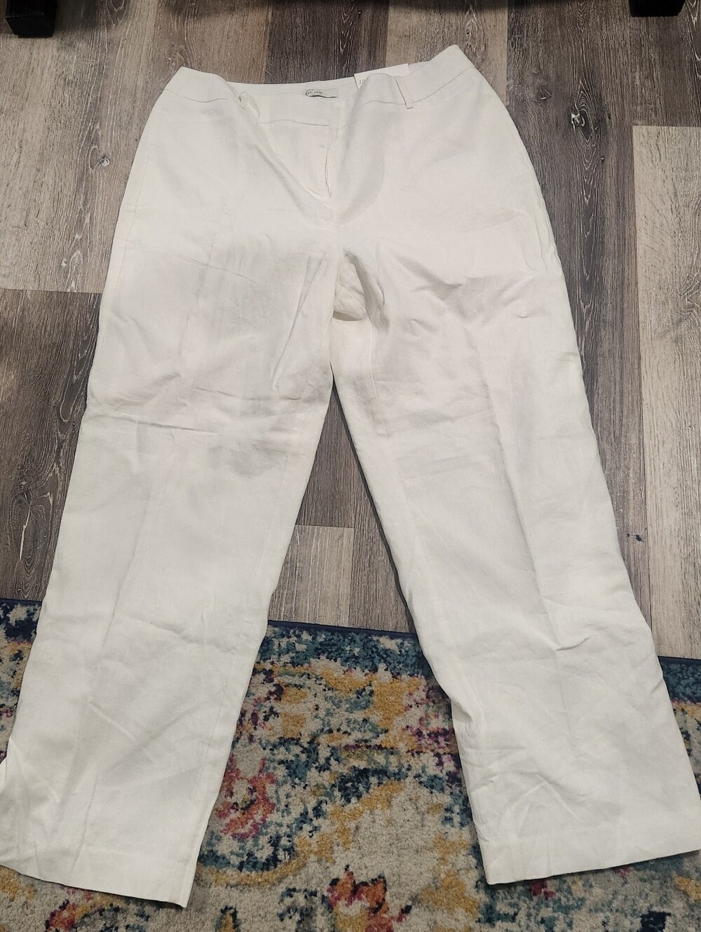 C Est 1946 White Linen Blend Straight Leg Pants New Sz 18w
